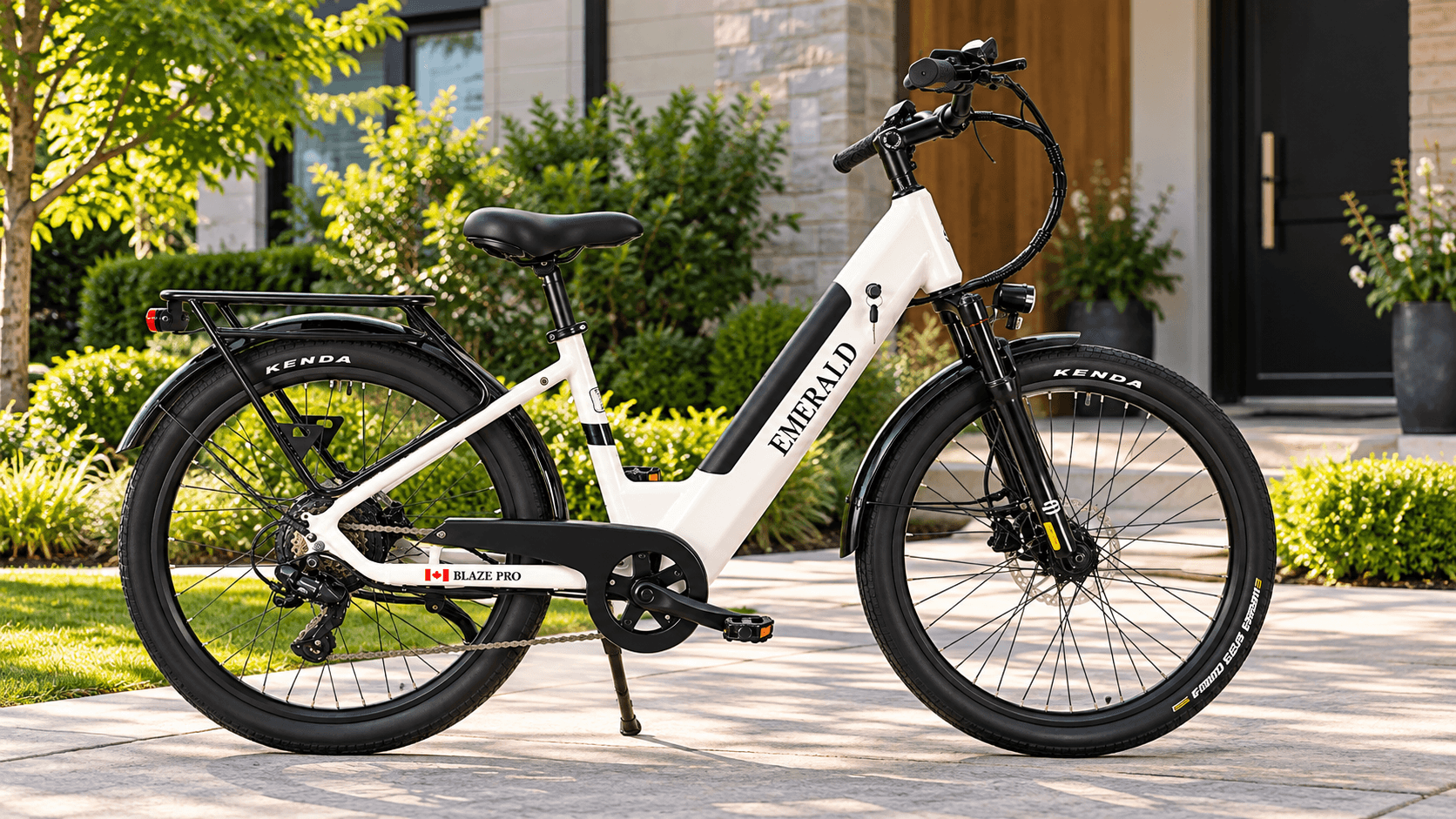 Riding an Emerald e-bike through the city