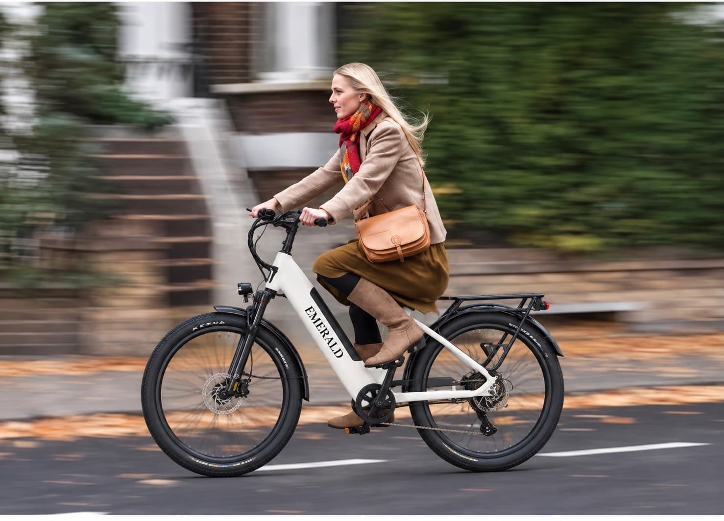 A rider on an Emerald e-bike