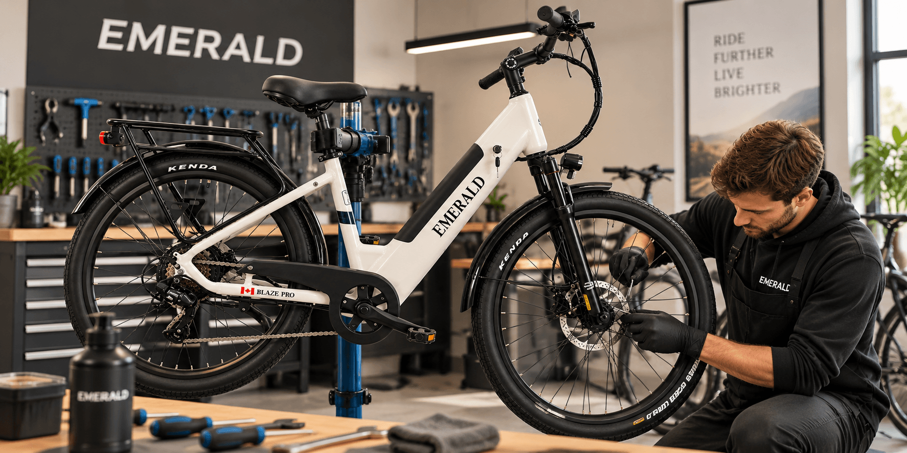 Cockpit and display of an Emerald e-bike